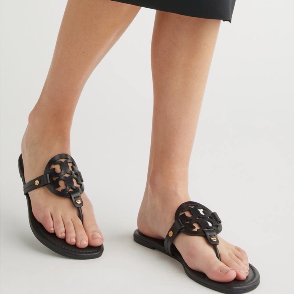 Tory Burch Miller Sandals Black Size 6 - Picture 3 of 9